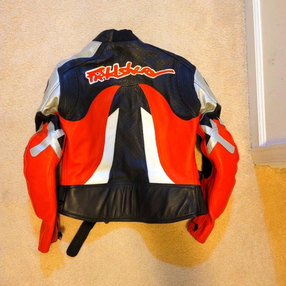 Fieldsheer black red white motorcycle jacket ladies s